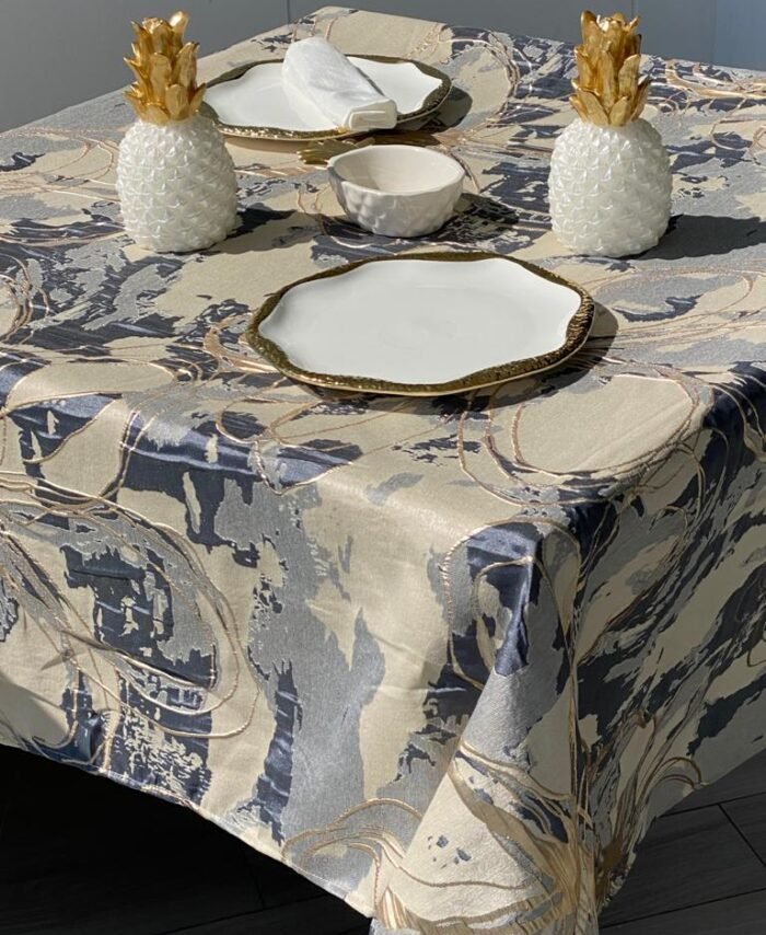 Metallic Novera Navy Gold Table Cloth