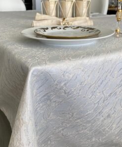 Antonella White Silver Gold Table Cloth