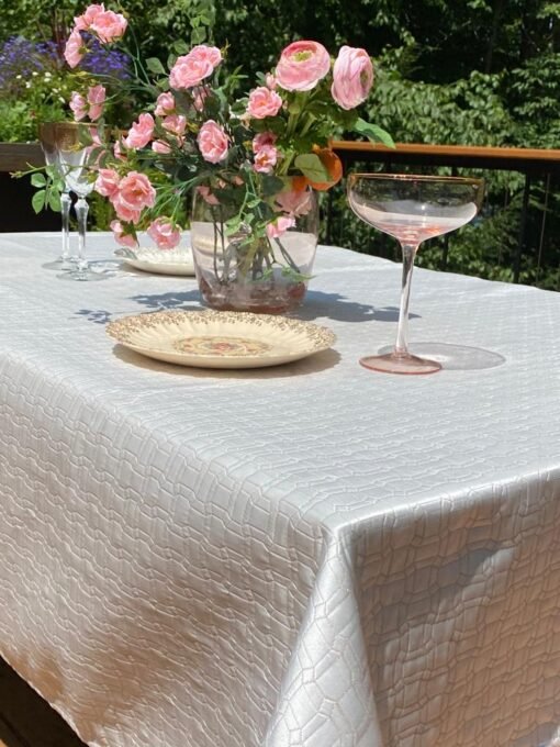 Square White Rose Gold Table Cloth