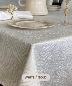 Daniella White Gold Table Cloth