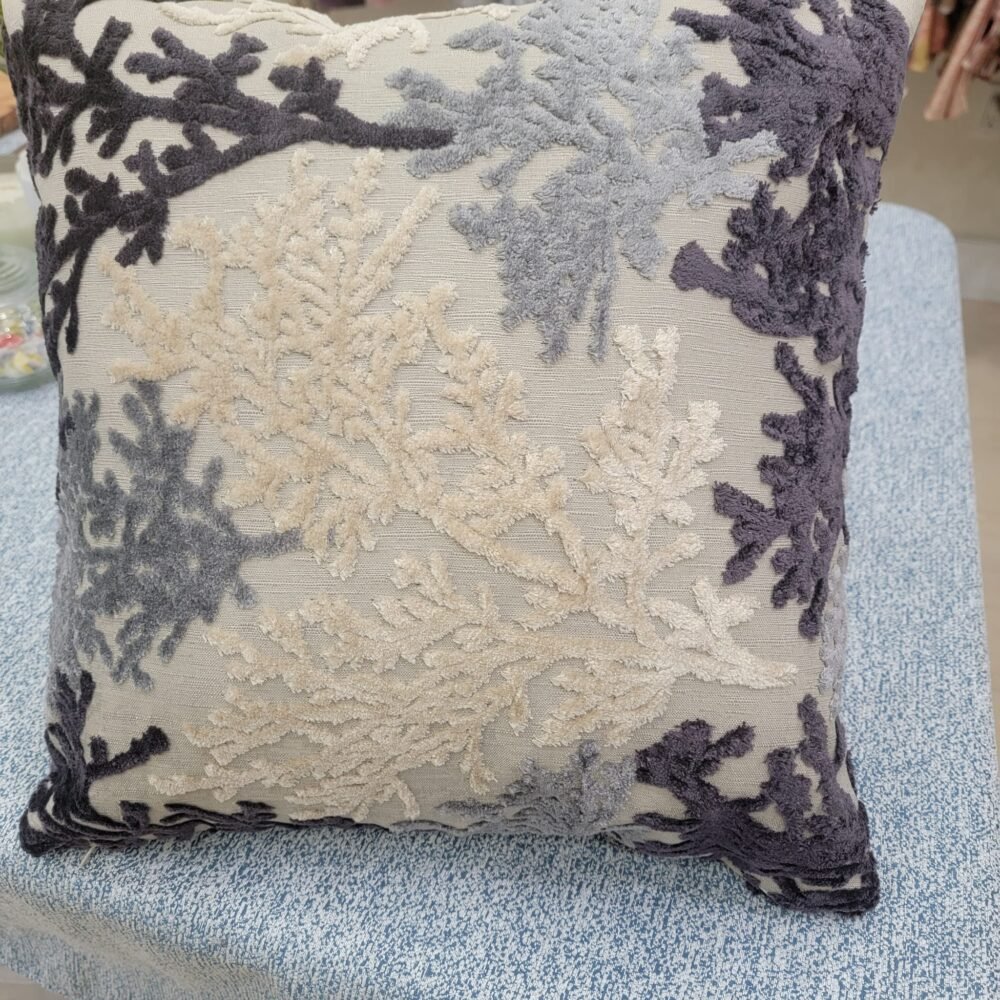 Deep Purple - Black - Beige Cut Velvet Pillow